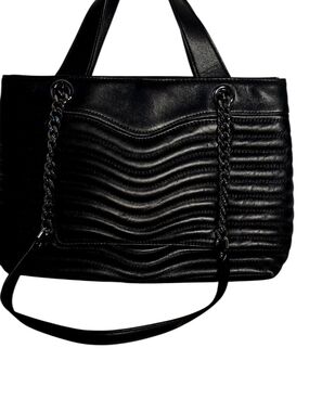Rebecca Minkoff Black Quilted Leather Tote Chain Strap Shoulder Bag Edie Love